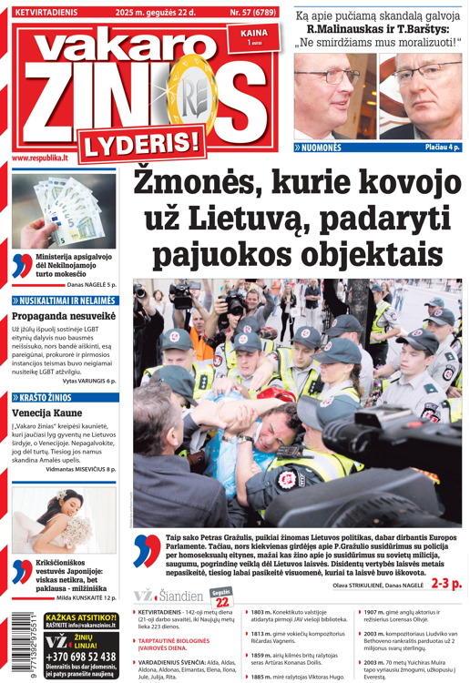 VAKARO ŽINIOS (savaitgalio numeriai)